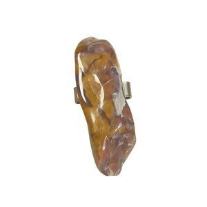 Vintage Jasper Stone Bolo Tie Slide Brown Natural Cabochon Western